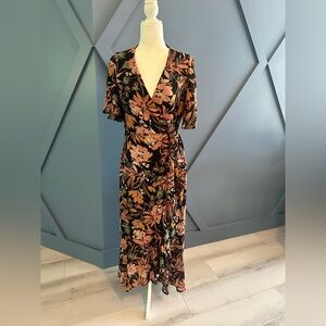 Dress Forum Black and Pink Floral wrap dress
